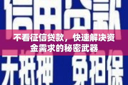 梅列不看征信贷款，快速解决资金需求的秘密武器