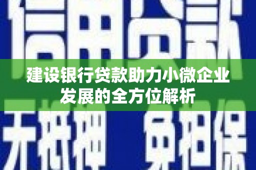 梅列建设银行贷款助力小微企业发展的全方位解析